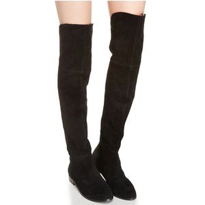 THIGH HIGH BLACK FAUX SUEDE BOOTS